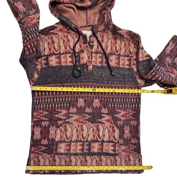 STYLE NEW YORK Button Neck Hoodie Women Medium Multicolor Asian Boho Streetwear - Picture 12 of 15